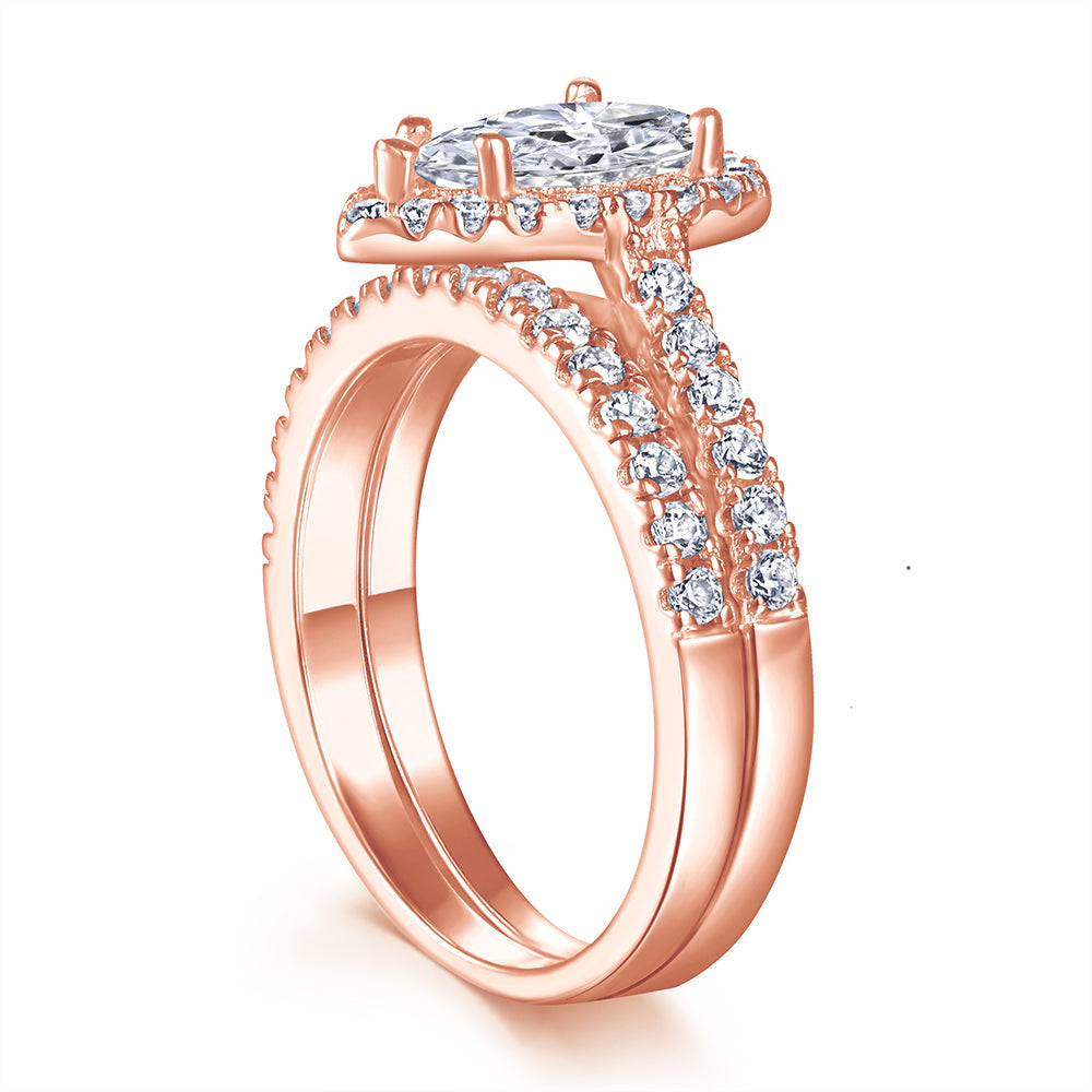 The Elizabeth - 18kt Rose Gold Wedding Ring Set