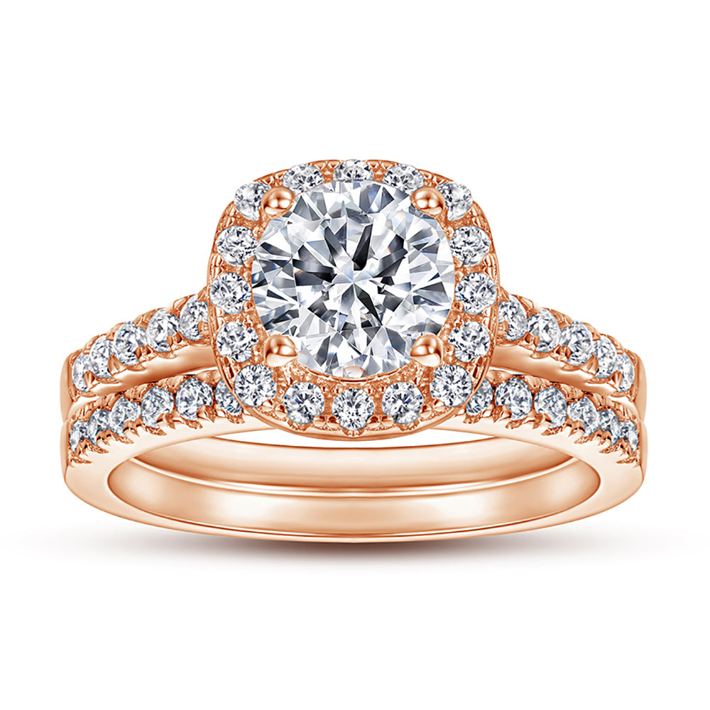 The Victoria - 18kt Rose Gold Wedding Ring Set