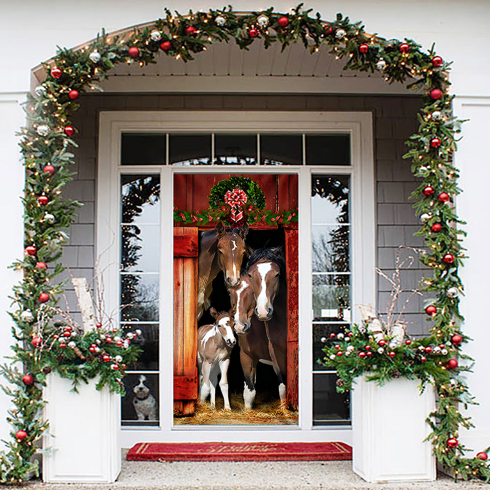 Happy Family Horse Door Cover