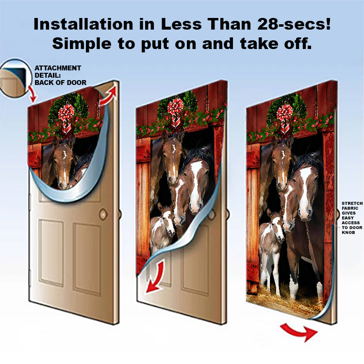 Happy Family Horse Door Cover