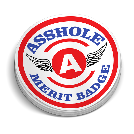 Asshole Merit Badge Hard Hat Decal