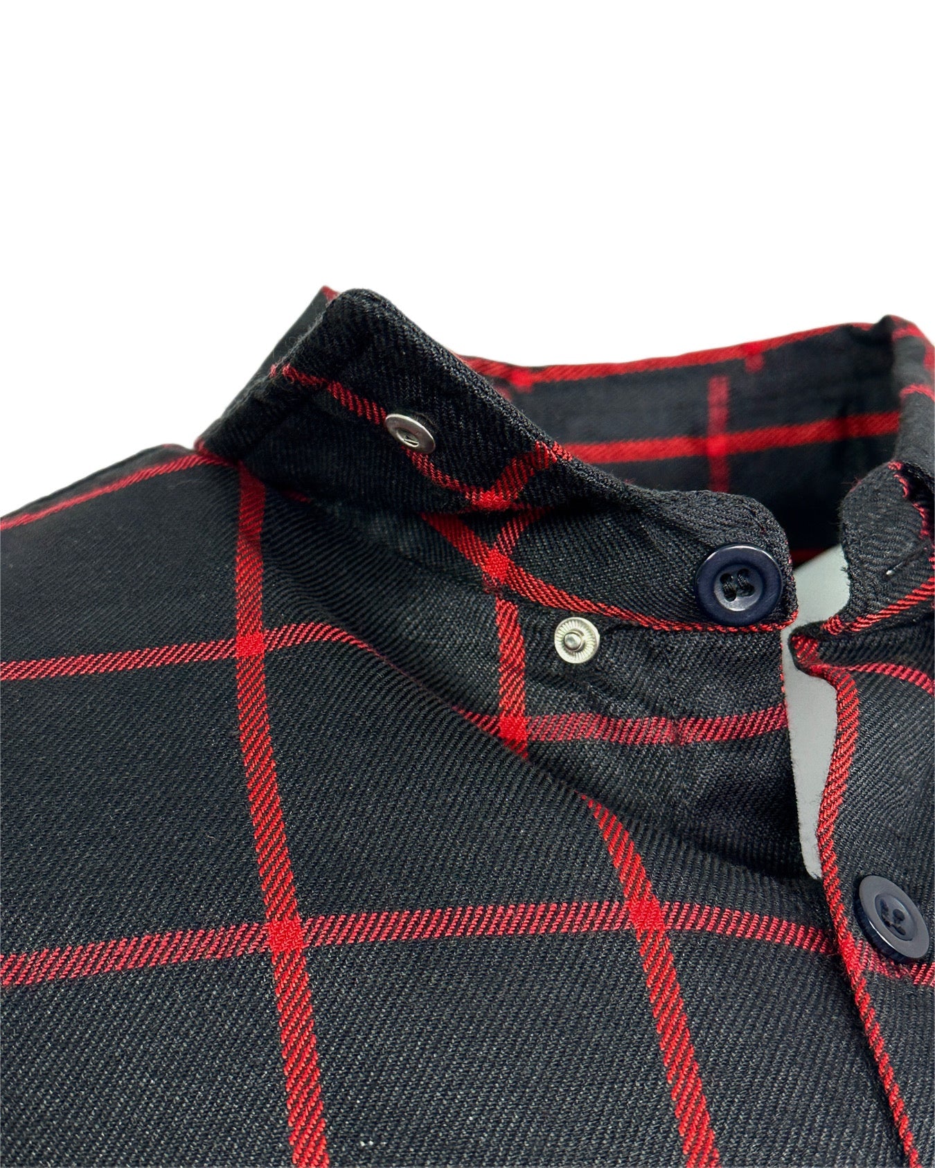 NEW! Black & Red Embroidered Flannel (Hidden Snap Collars)