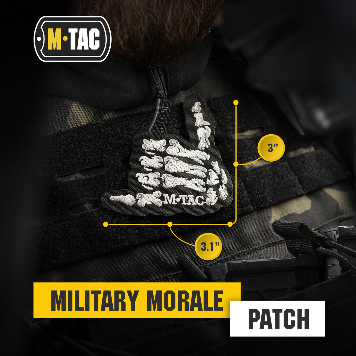 M-Tac Morale Patch Shaka Hand - Tactical Embroidered Military Badge with Hook Fastener Backing