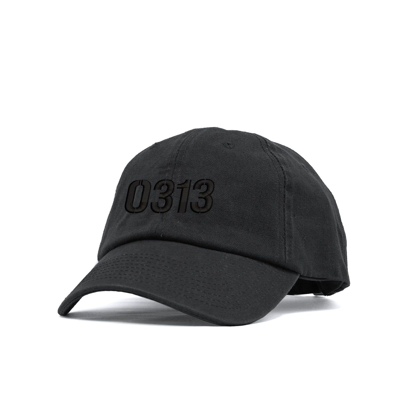 0313 Blackout Unstructured Hat with embroidery- Black Hat w/ Black