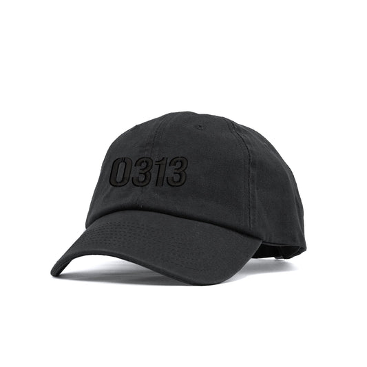 0313 Blackout Unstructured Hat with embroidery- Black Hat w/ Black