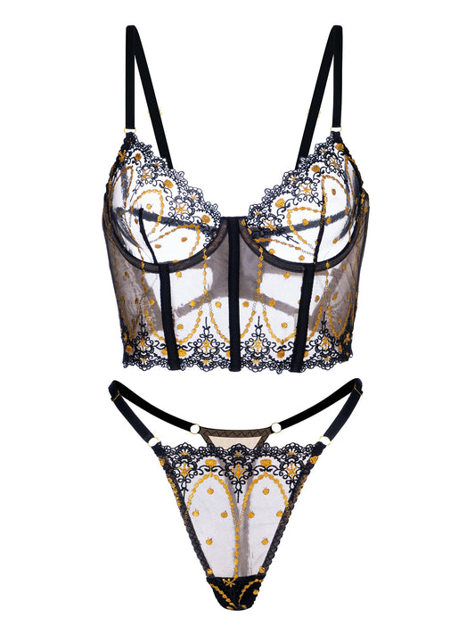 Chic Luxe Noir & Gold Lingerie Set