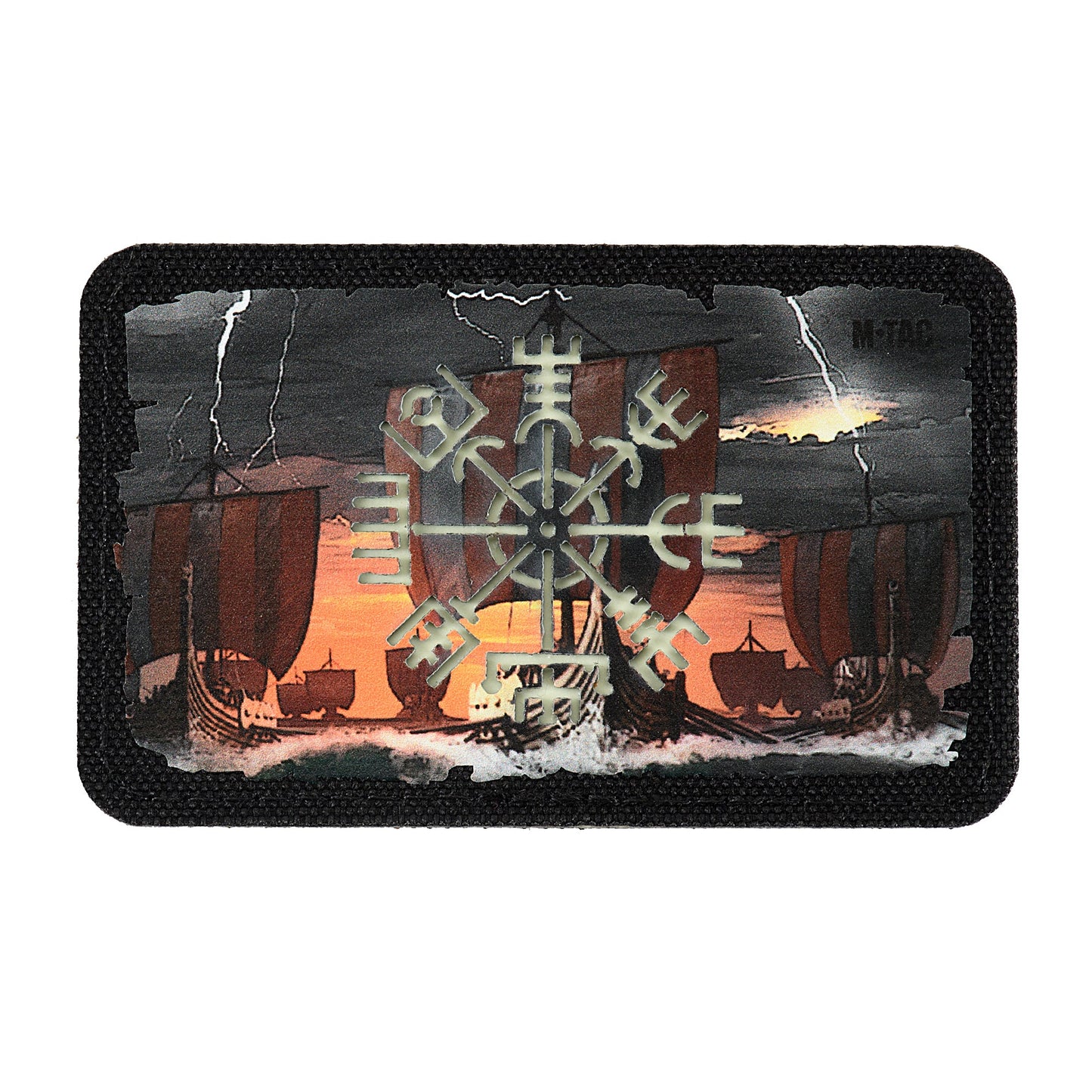 M-Tac patch Vegvisir/Drakkar Rectangular (3 inches) Black/GID