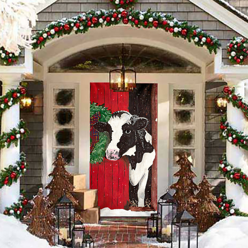 Cow Farmhouse Door Cover