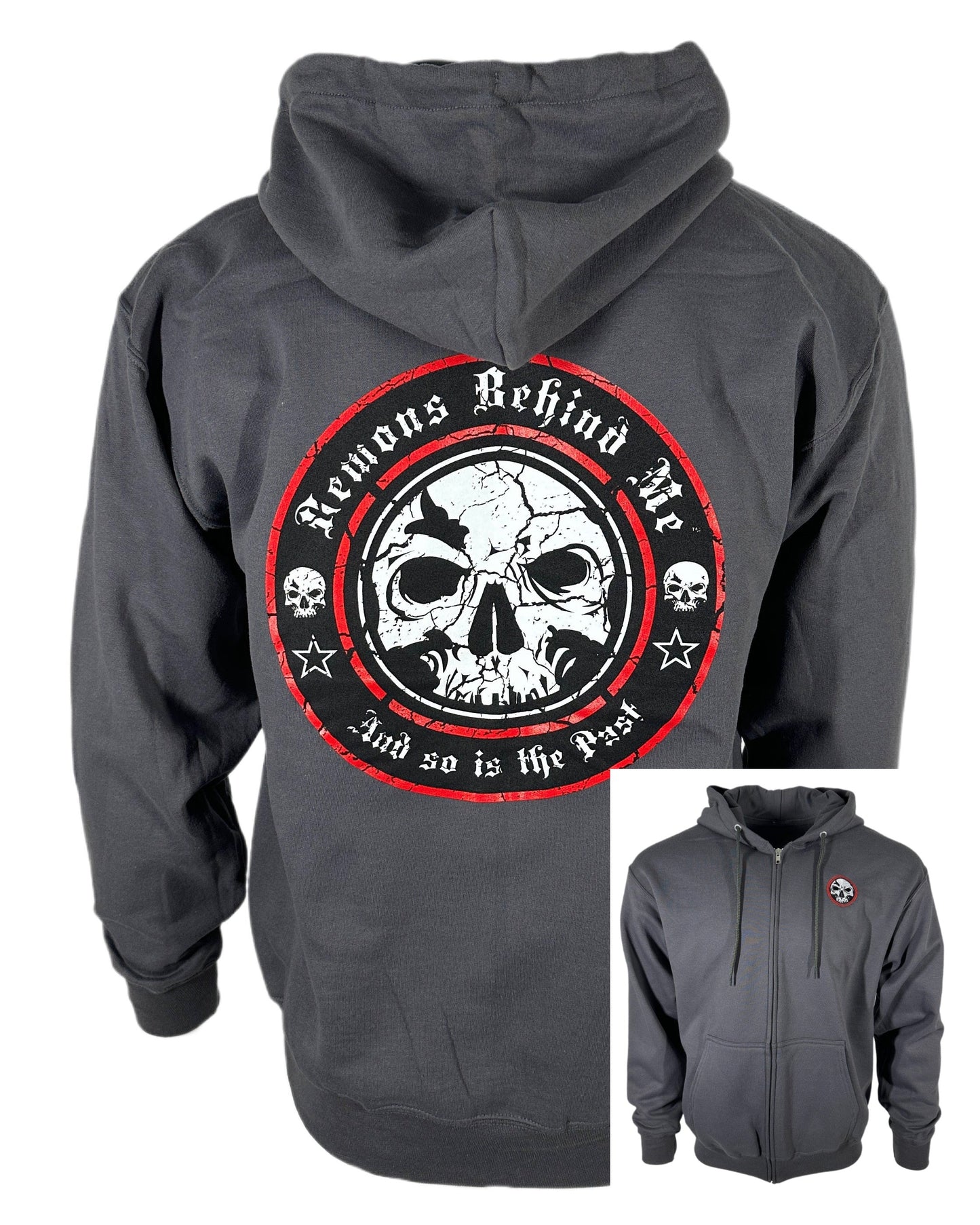 Unisex Red Ring Logo Charcoal Zip-Up Hoodie