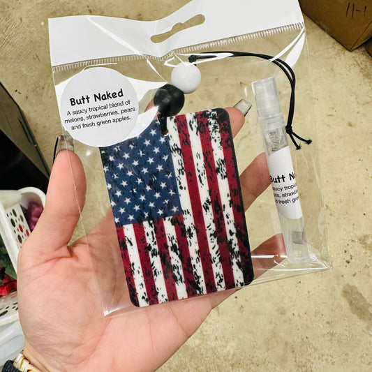 Distressed Flag Felt Car Freshie