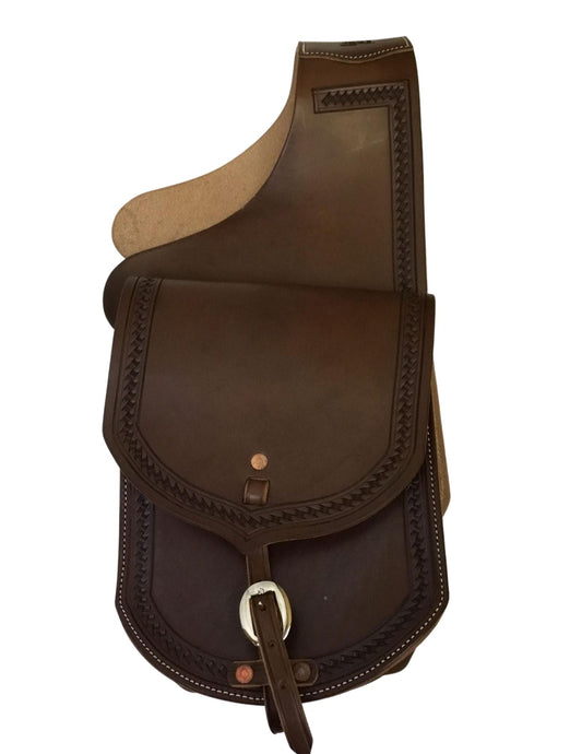 Premium Leather Saddle Bag with Hand Tooled Border- 9"