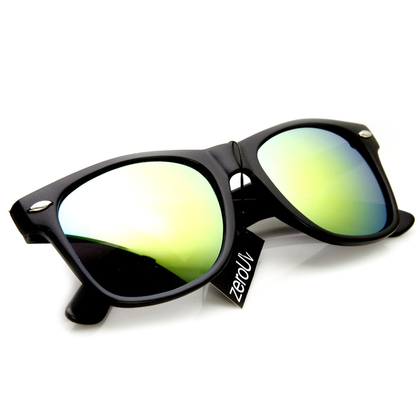 Retro Matte Black Horned Rim Flash Colored Lens Sunglasses 58mm 8025