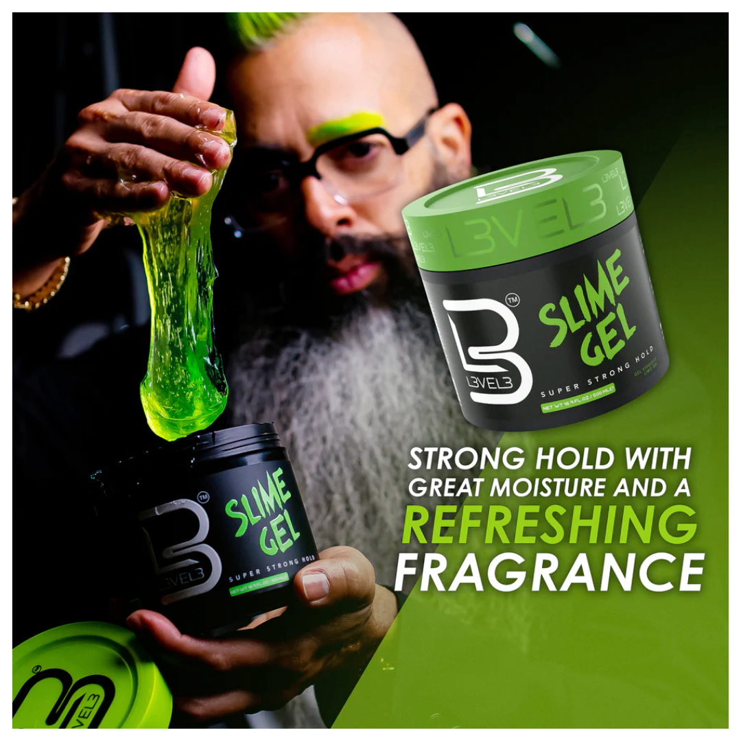 Level 3 Ultra-Hold Slime Gel with Castor Oil: Barber-Grade Sleek Finish Hair Styler