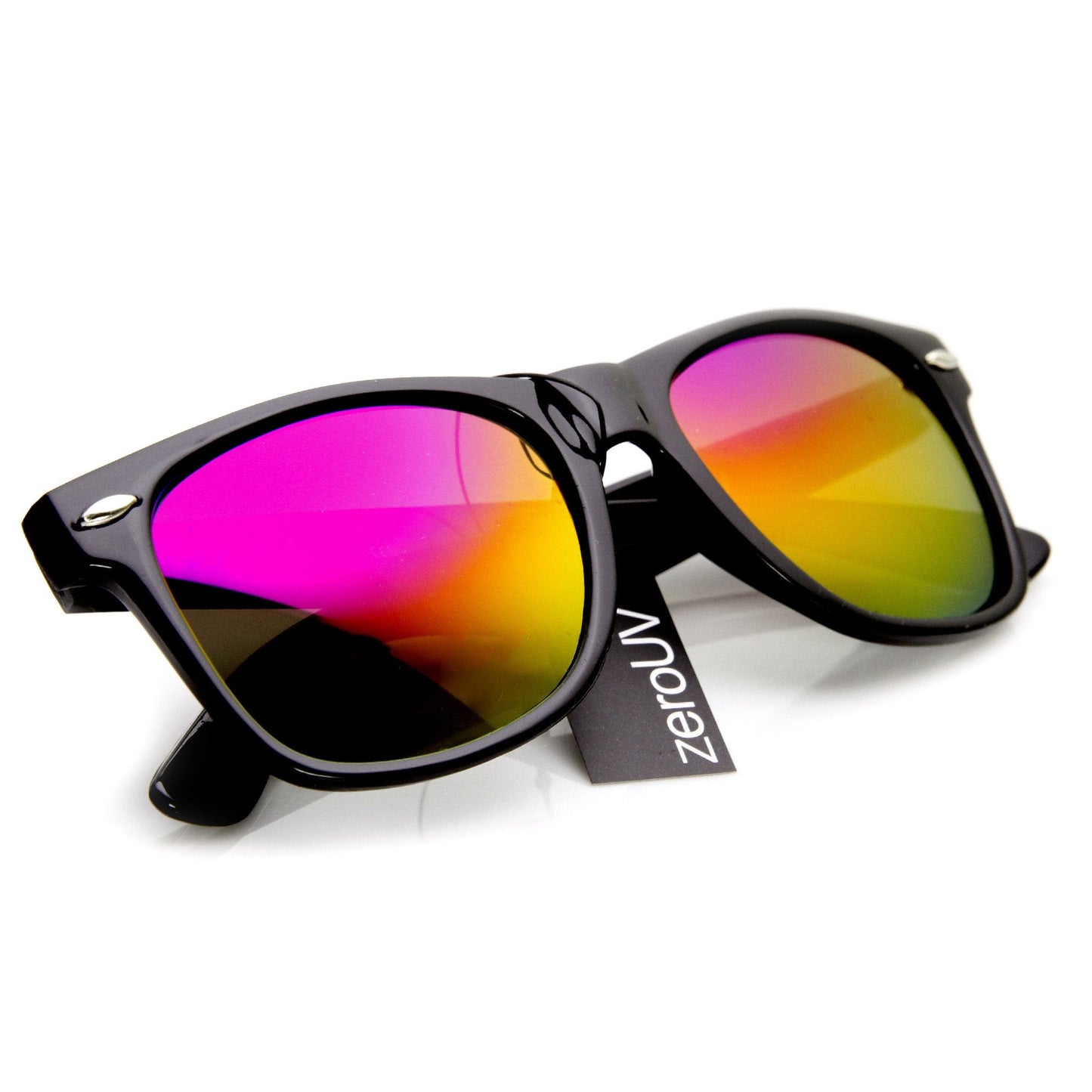 Retro Matte Black Horned Rim Flash Colored Lens Sunglasses 58mm 8025