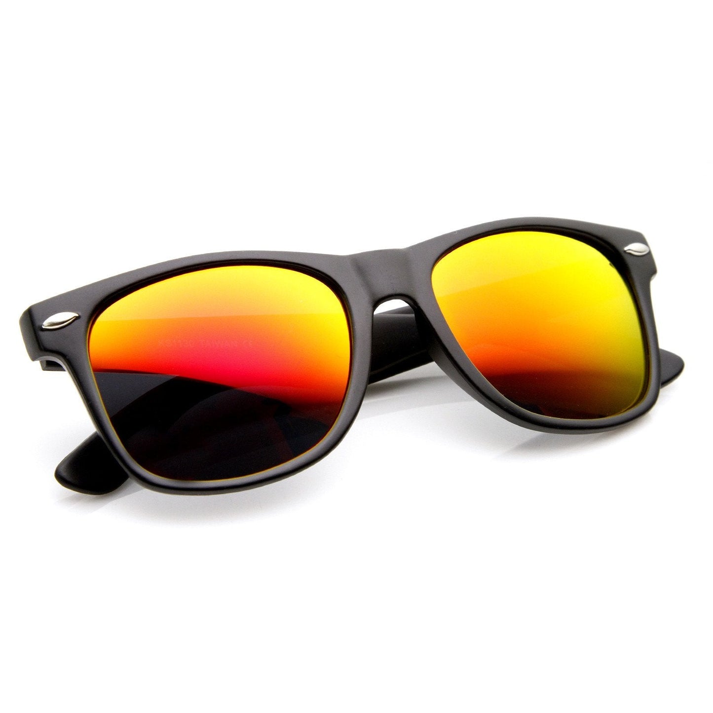 Retro Matte Black Horned Rim Flash Colored Lens Sunglasses 58mm 8025