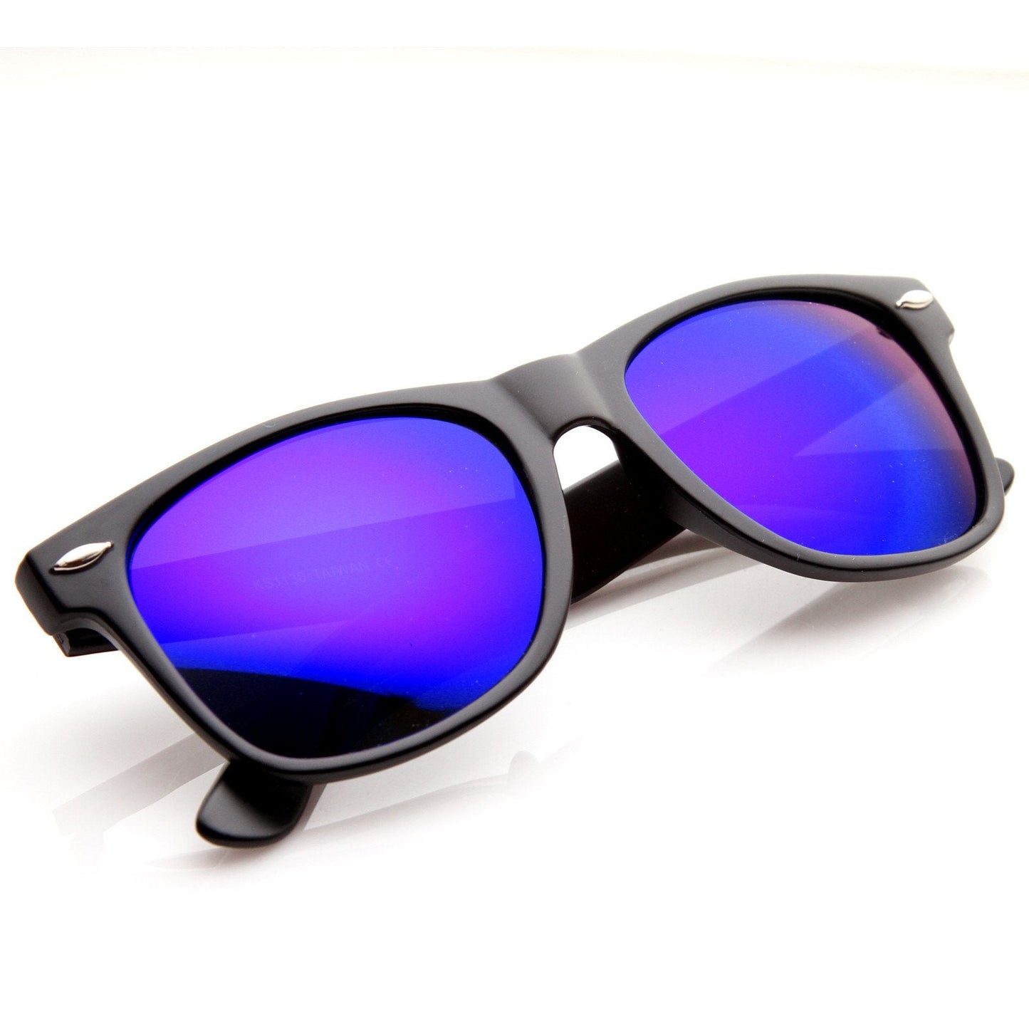 Retro Matte Black Horned Rim Flash Colored Lens Sunglasses 58mm 8025