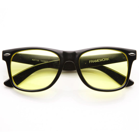 Retro Horned Rim Sunglasses With Yellow Driving Lens 8451