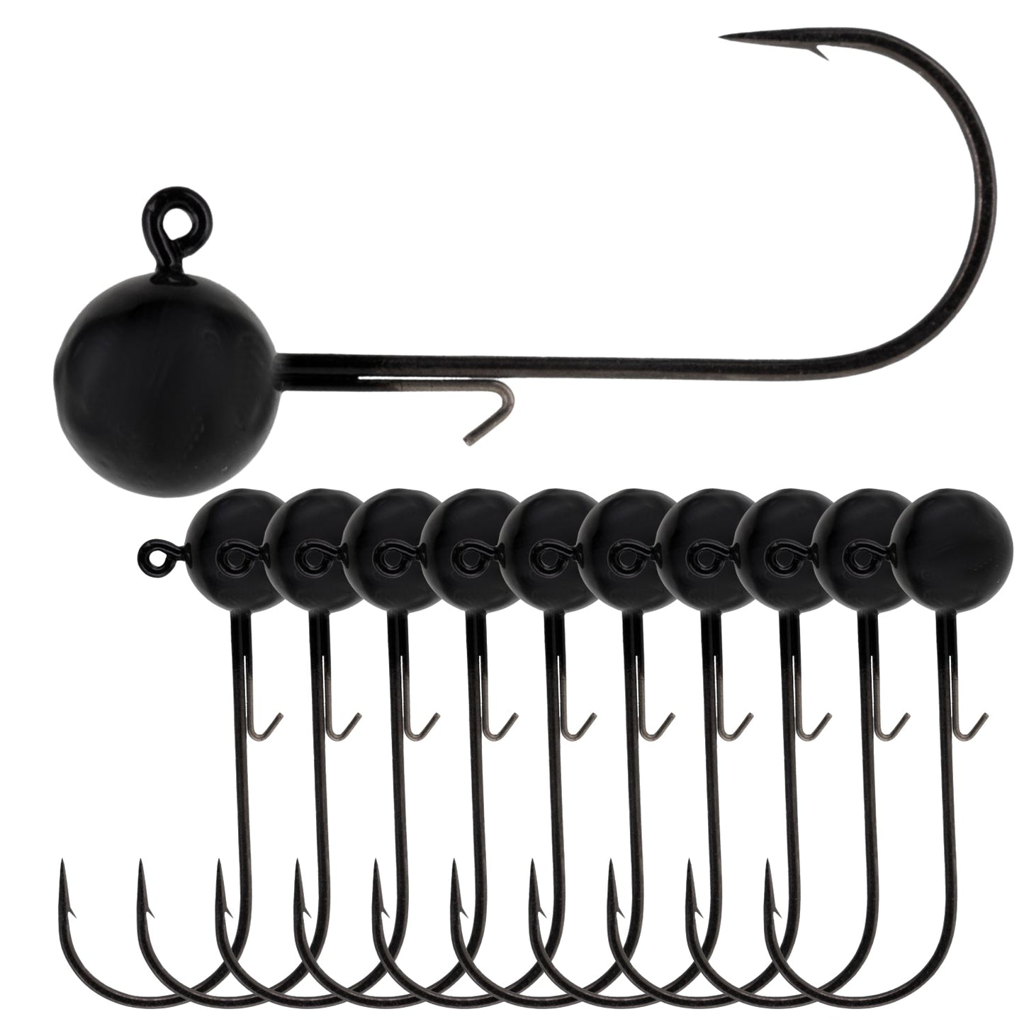 Reaction Tackle Ball Jigs (10-Pack) – Premium Round Jig Heads for Soft Plastics