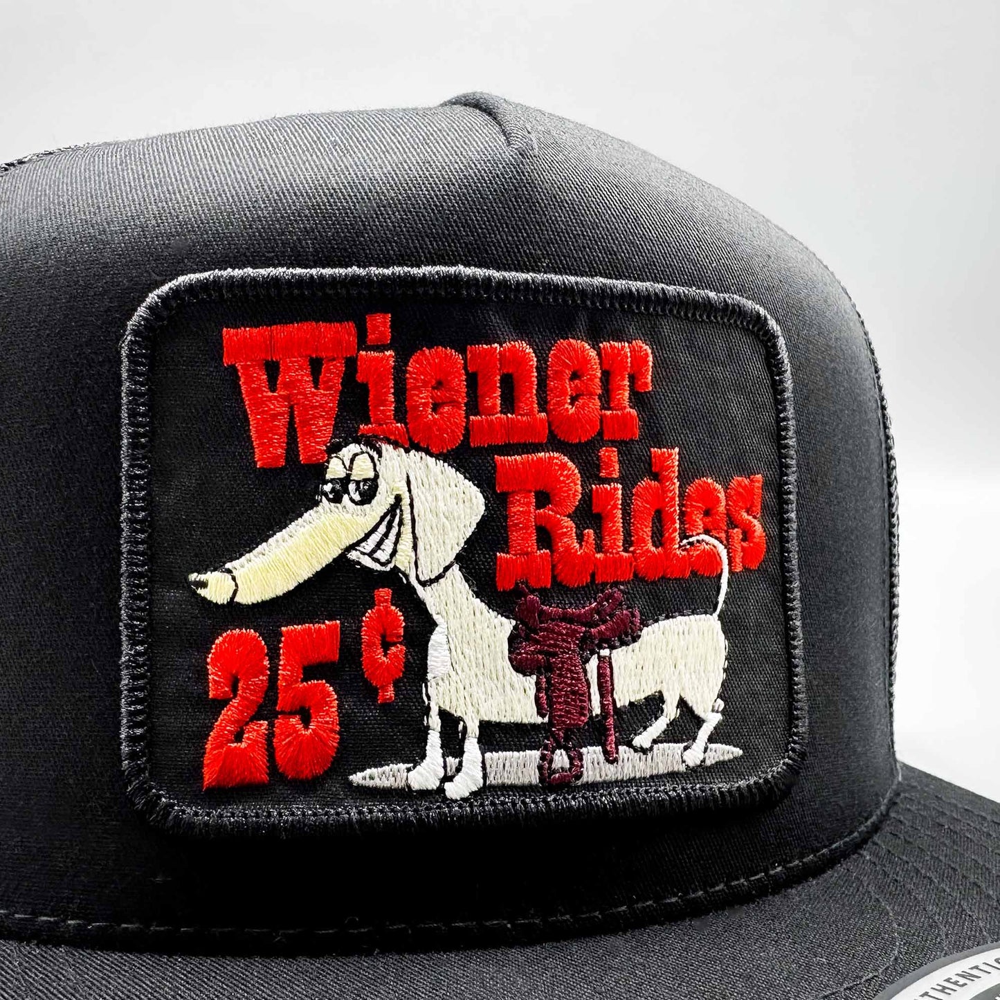 Wiener Rides 25 Cents All Black Trucker Hat