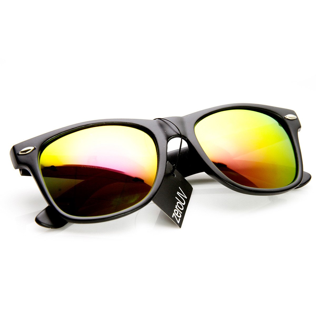 Retro Matte Black Horned Rim Flash Colored Lens Sunglasses 58mm 8025