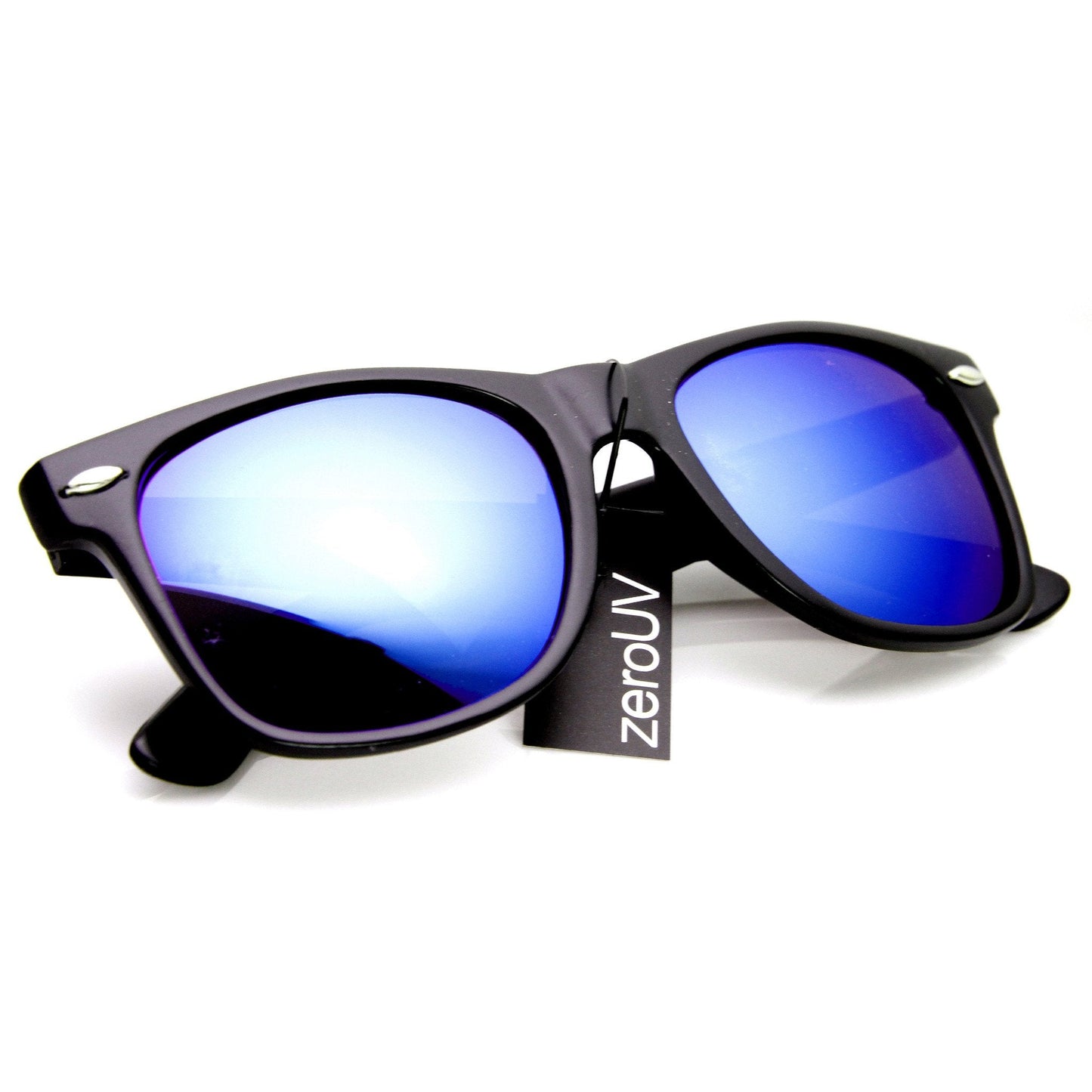 Flat Matte Black Mirrored Polarized Lens Horned Rim Sunglasses 8030