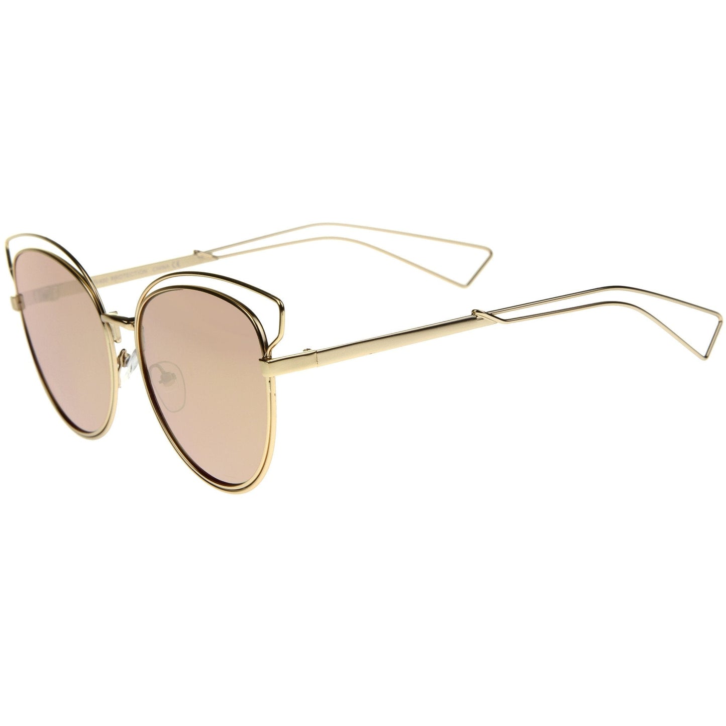 Women's Modern Flat Lens Cat Eye Metal Sunglasses A323