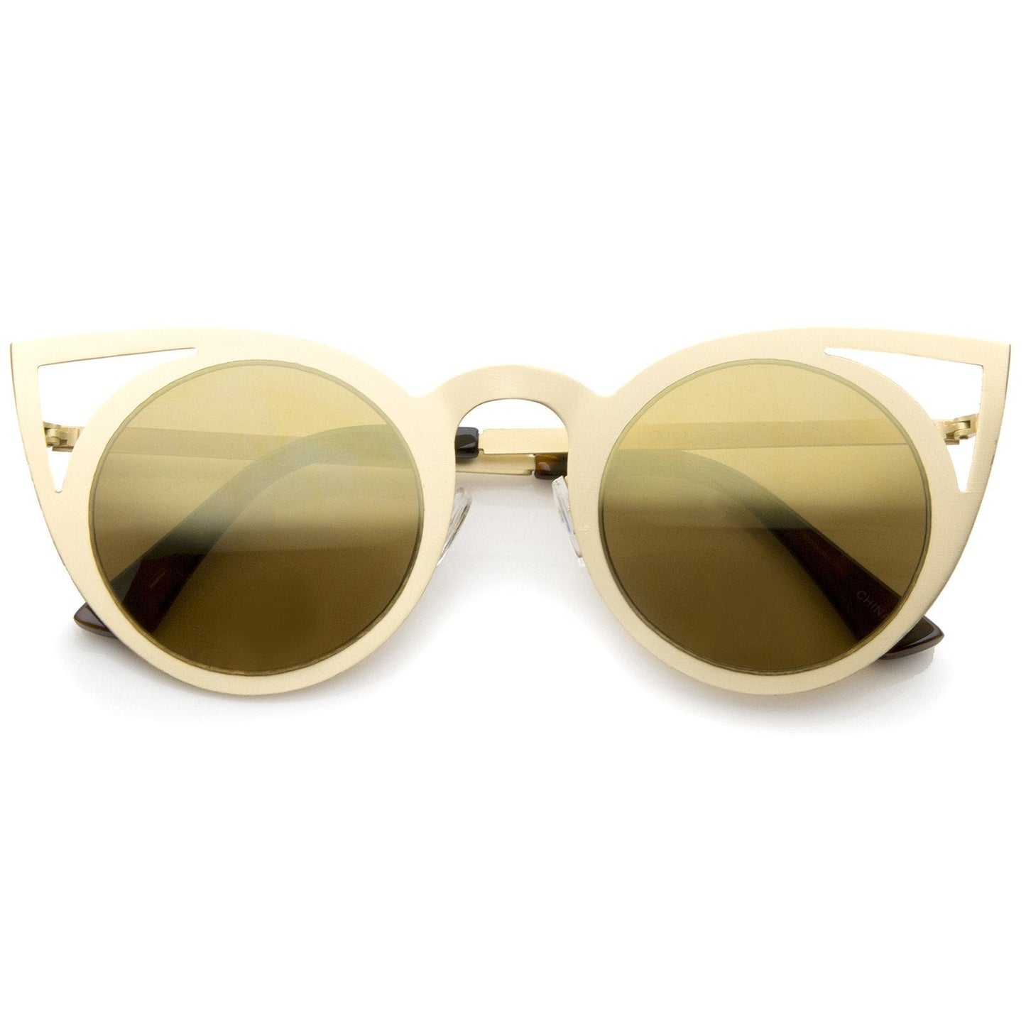 Women's Laser Cut Round Metal Mirror Lens Sunglasses A102