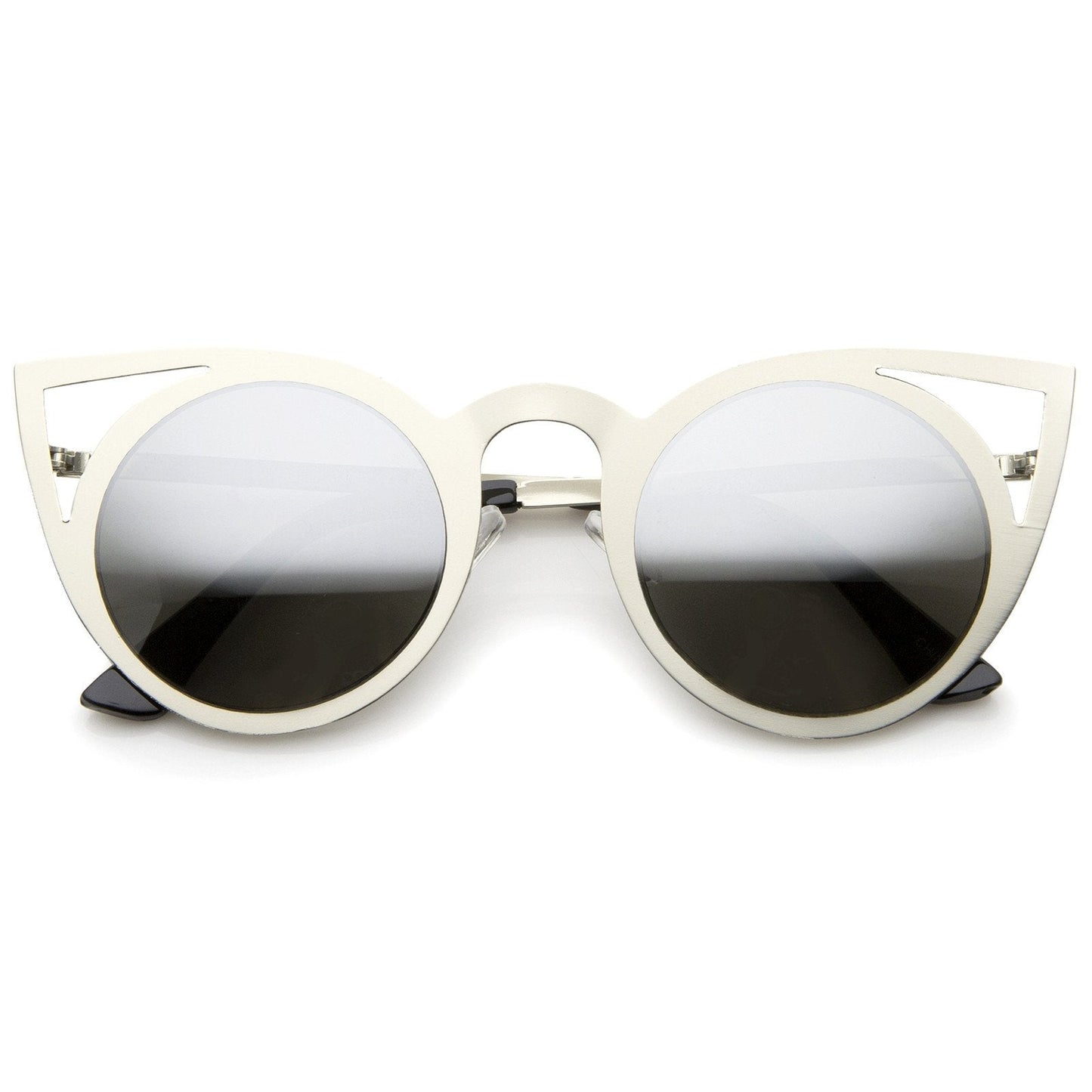 Women's Laser Cut Round Metal Mirror Lens Sunglasses A102