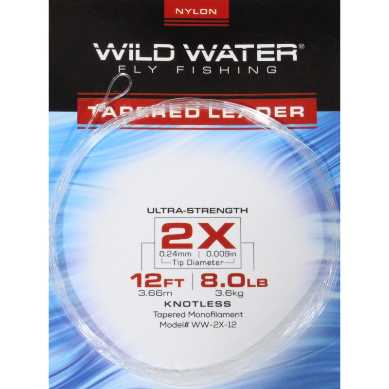 2X Tapered Nylon Monofilament Leader, 12' | 6 Pack | Wild Water Fly Fishing