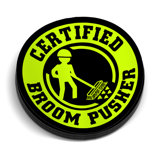 Broom Pusher Hard Hat Decal