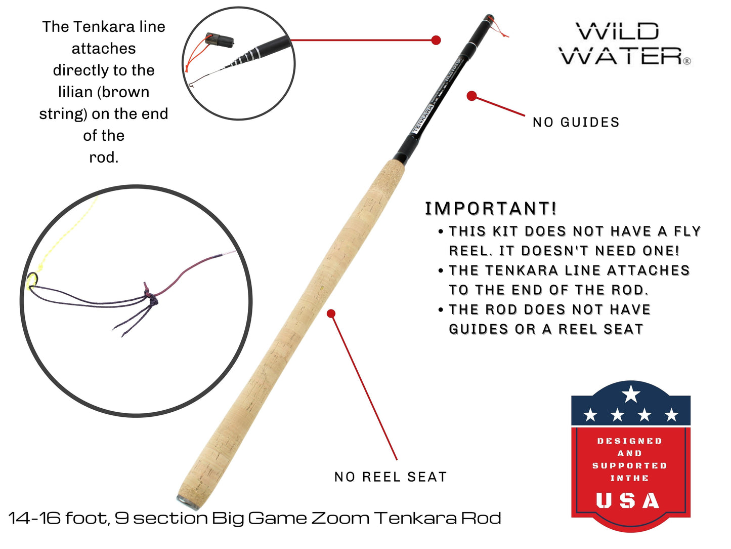 Tenkara Zoom Fly Fishing Kit, 14-16ft Big Game Rod | Wild Water Fly Fishing