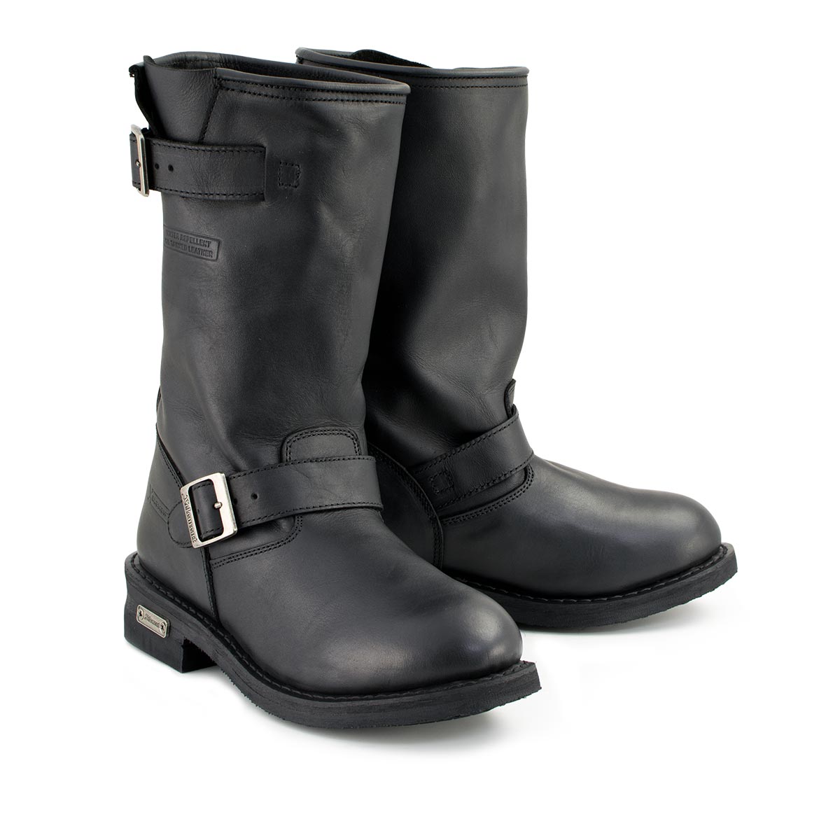 Xelement 1440 Men's 'The Classic' Black Engineer Motorcycle Leather Boots (in Wide and Regular Width)