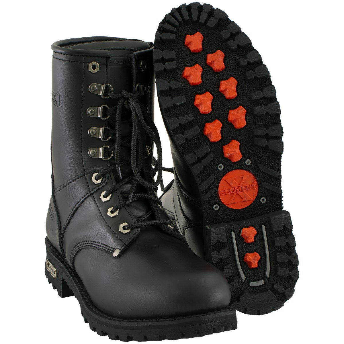 Xelement 1446 Men's 'Vigilant' Black Leather Logger Boots with Inside Zipper