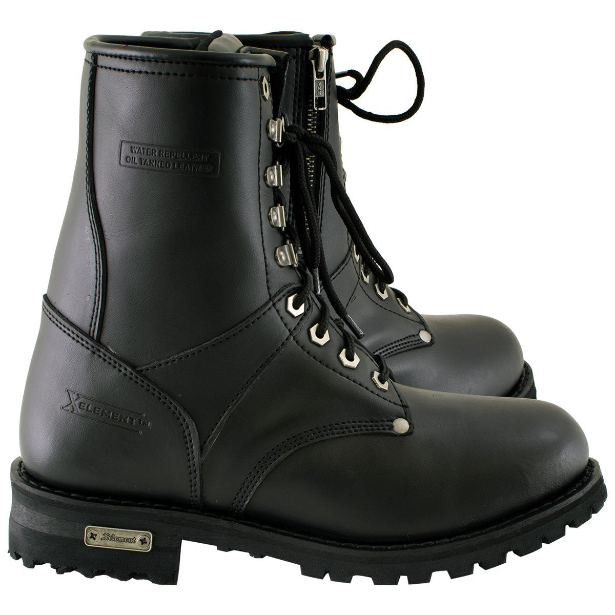 Xelement 1446 Men's 'Vigilant' Black Leather Logger Boots with Inside Zipper