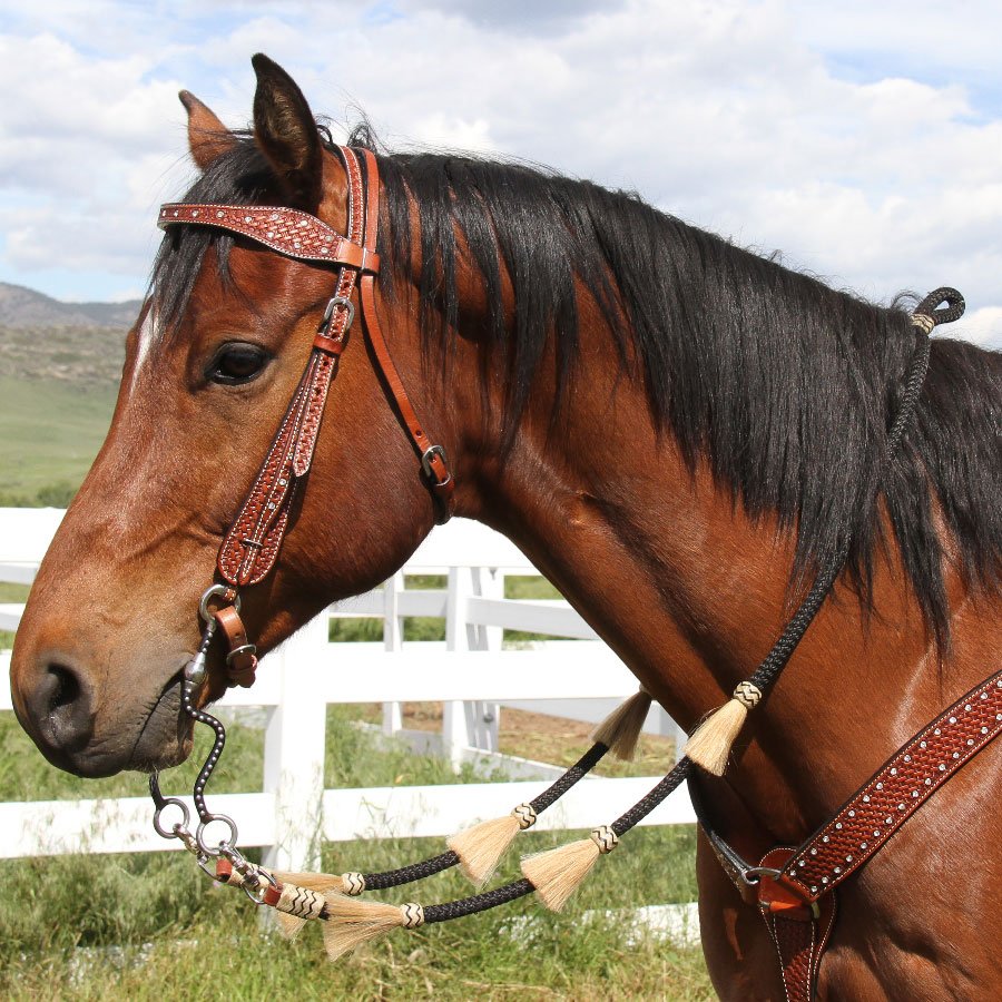 Black Roping Rein with Horsehair