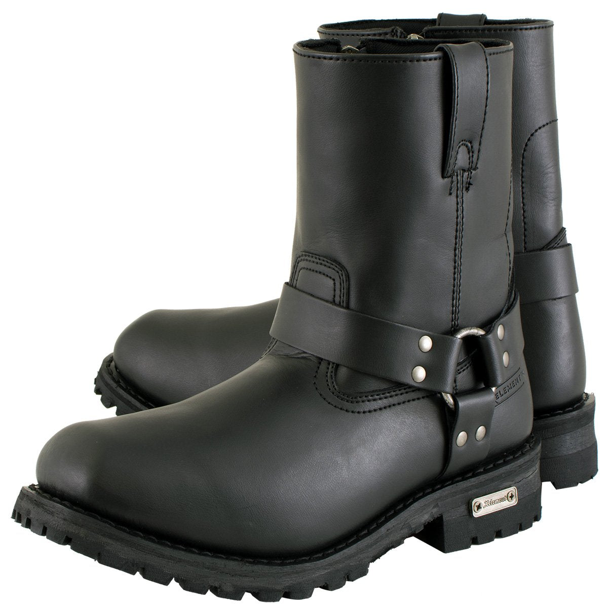 Xelement 1502 Men's 'Killa' Black Leather Zippered Harness Motorcycle Boots