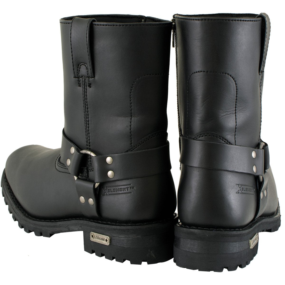 Xelement 1502 Men's 'Killa' Black Leather Zippered Harness Motorcycle Boots