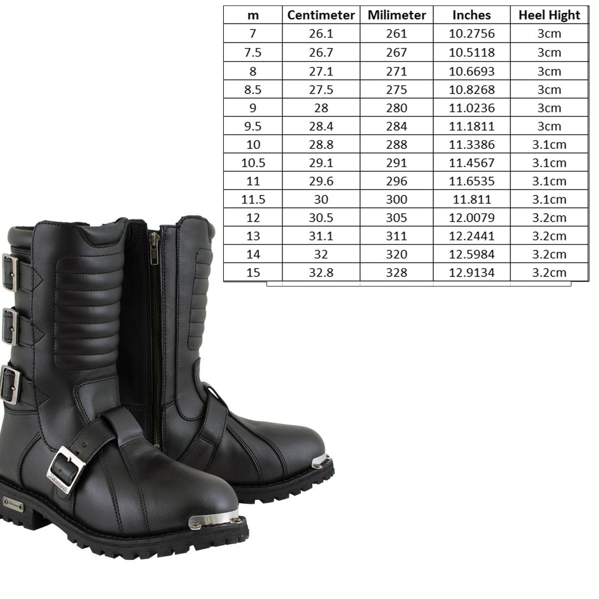 Xelement 1503 Men's Black 'Executioner' Leather Motorcycle Boots