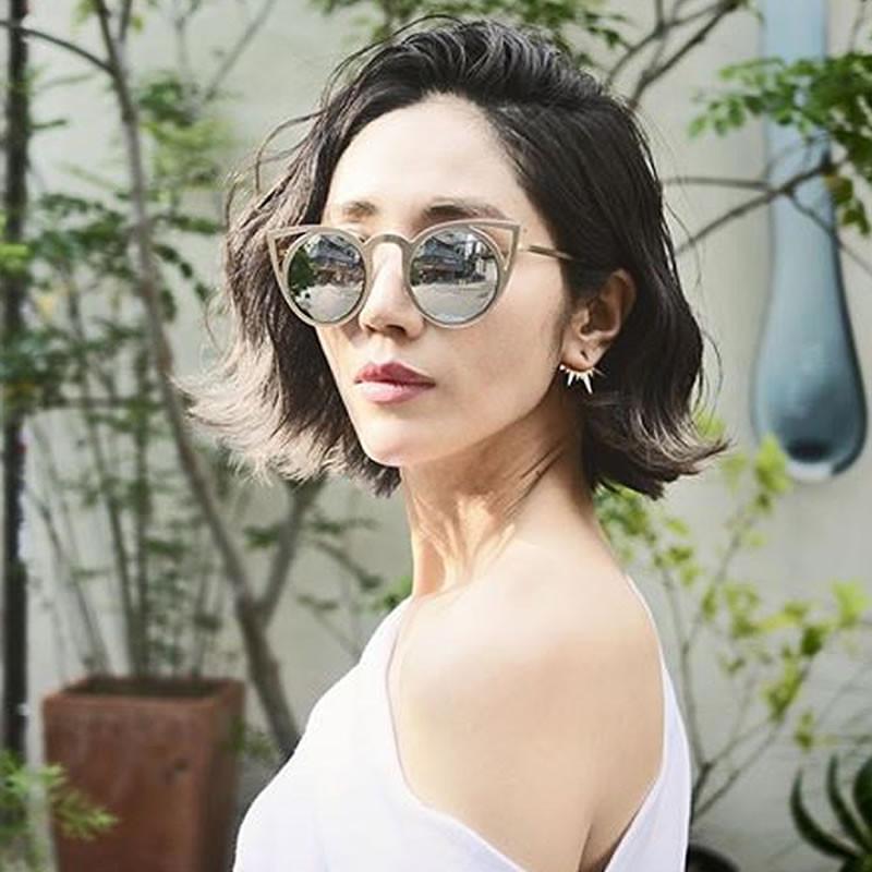 Women's Laser Cut Round Metal Mirror Lens Sunglasses A102