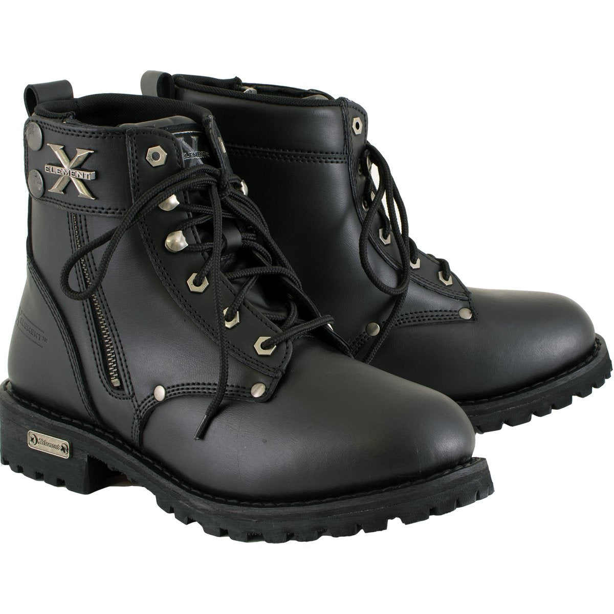 Xelement 1505 Men's 'Sprocket' Black Leather Advanced Lace-Up Motorcycle Boots