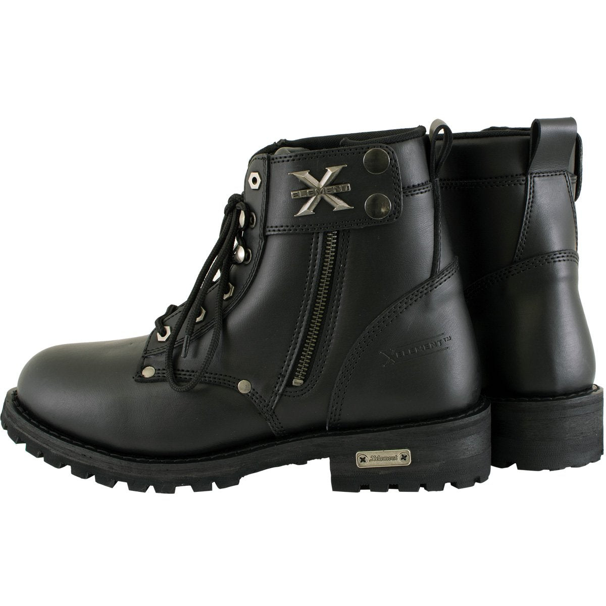 Xelement 1505 Men's 'Sprocket' Black Leather Advanced Lace-Up Motorcycle Boots