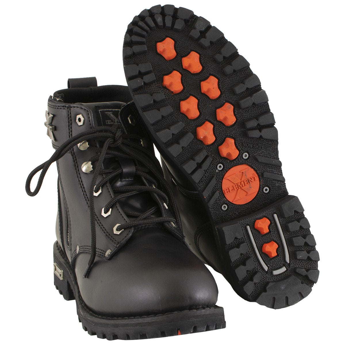 Xelement 1505 Men's 'Sprocket' Black Leather Advanced Lace-Up Motorcycle Boots