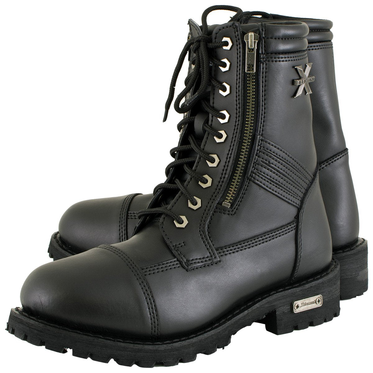 Xelement 1506 Men's 'Impact' Black Leather Lace-Up Motorcycle Biker Boots