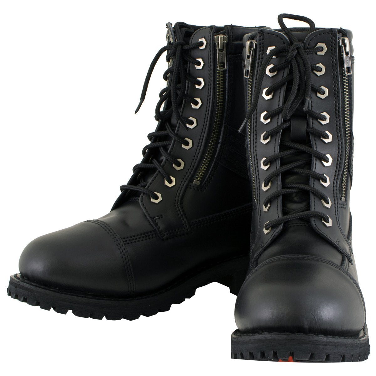 Xelement 1506 Men's 'Impact' Black Leather Lace-Up Motorcycle Biker Boots