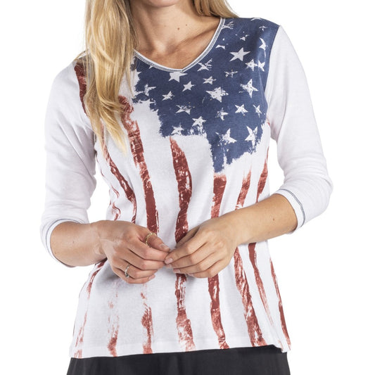 Women's Old Glory 3/4 Sleeve Top