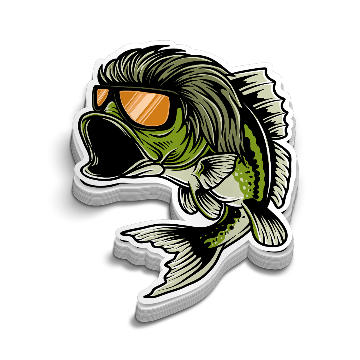 Bass Mullet Hard Hat Decal