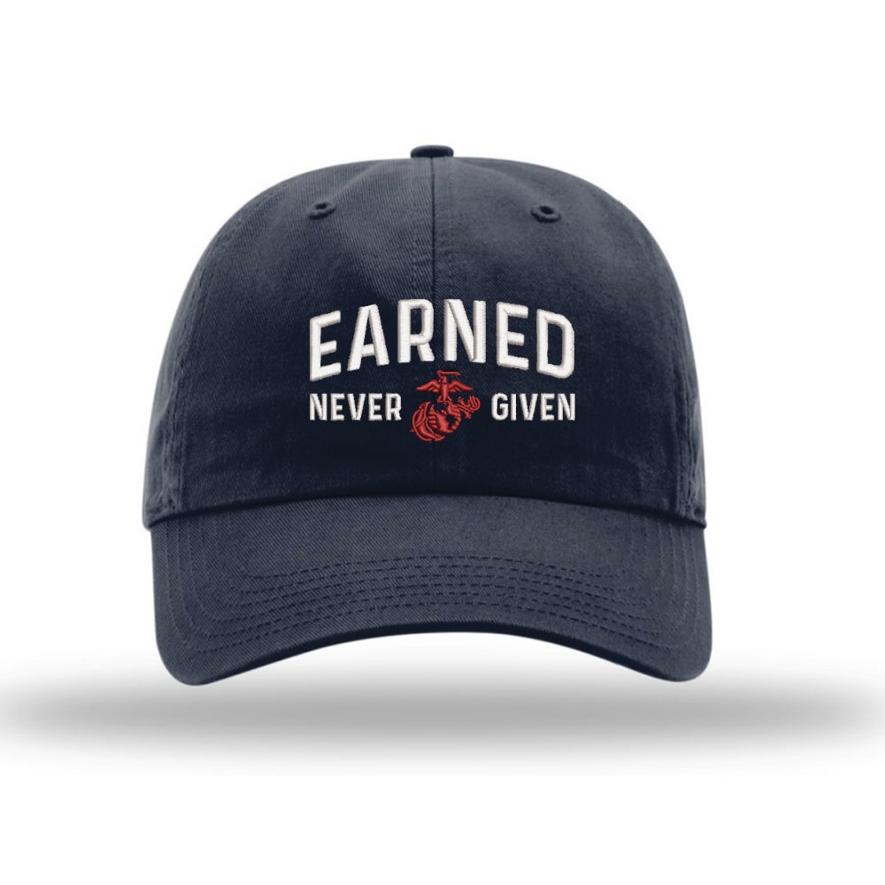 Earned Never Given Unstructured USMC Hat - Navy Hat