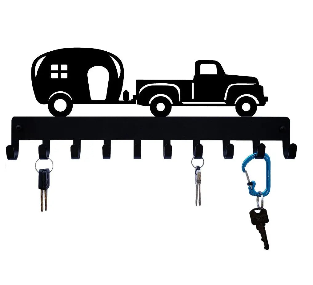 Vintage Pickup Truck and Camper - 10 Hook Key Holder