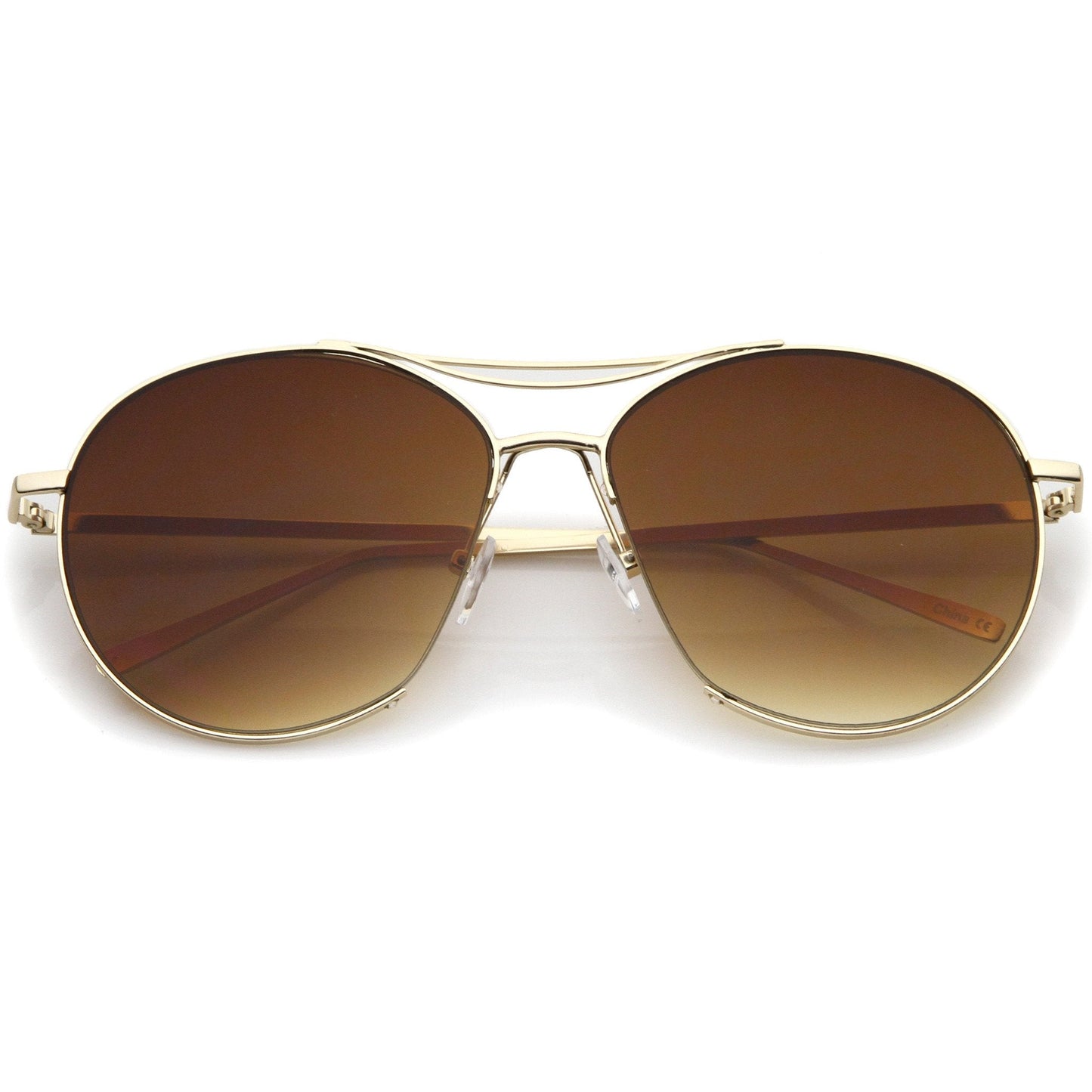 Oversize Thin Metal Flat Gradient Flat Lens Sunglasses A845