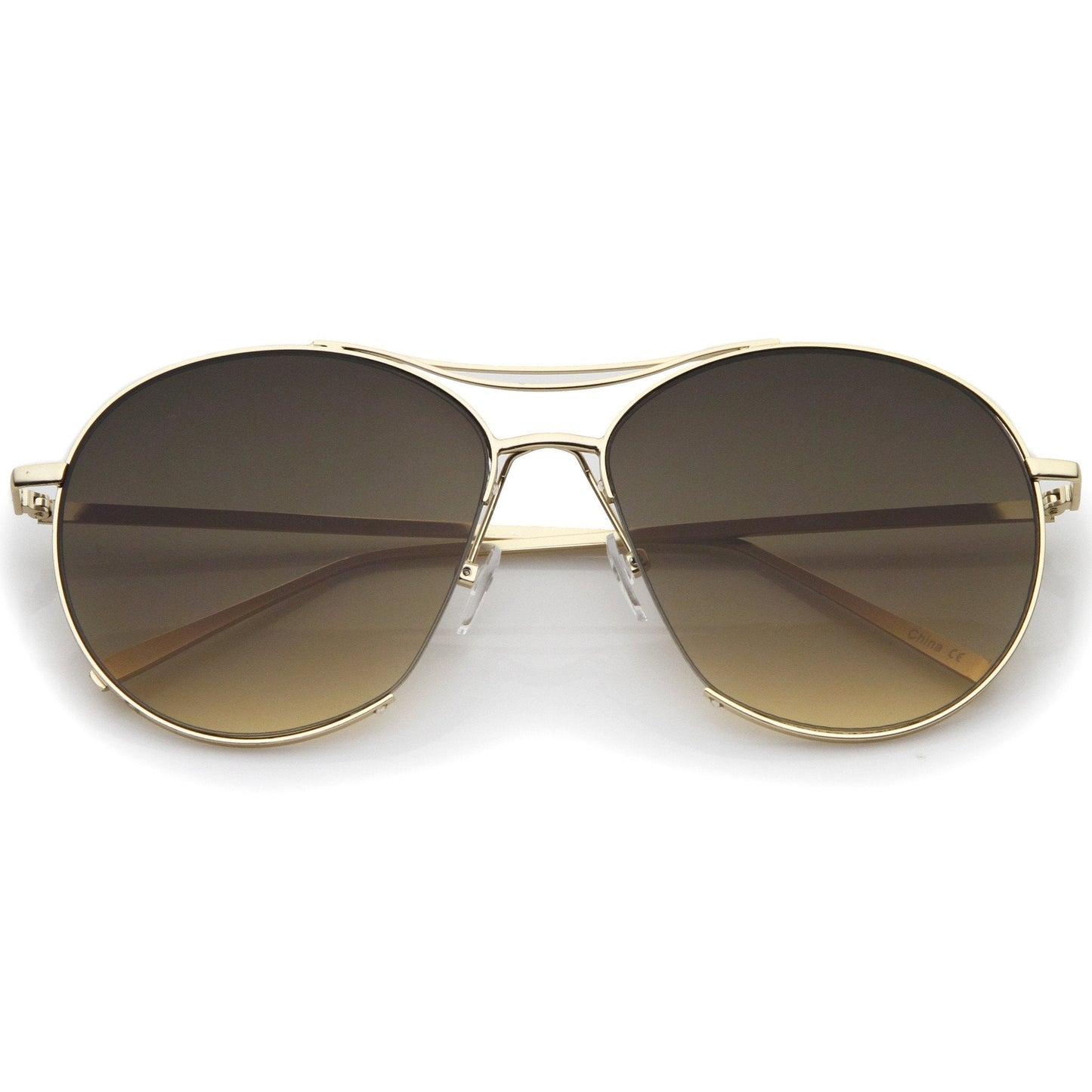 Oversize Thin Metal Flat Gradient Flat Lens Sunglasses A845